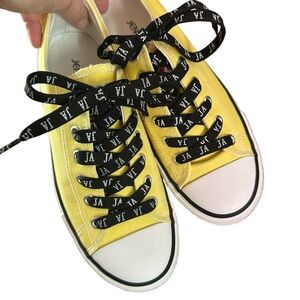 Jen Ardor Yellow Canvas Sneakers with Black Laces 8